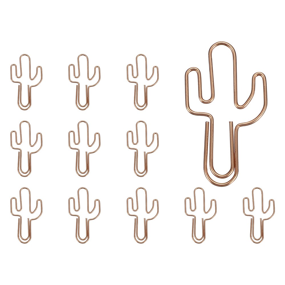 12Pcs Paper Clip, Cactus Shape Paper Clip Small Cute Bookmarks, Rose Gold