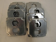 Hubbell Raco 4″ Square Cover 902C One Device Duplex Receptacle Lot of 8