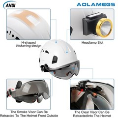 CE Safety Helmet With Visor Built In Goggles For Engineer Hard Hat ANSI Work Cap