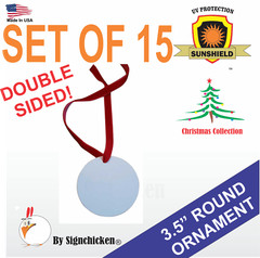 3.5.” round, CHRISTMAS ORNAMENT, DOUBLE SIDED, SUBLIMATION BLANKS, 15 Pieces**