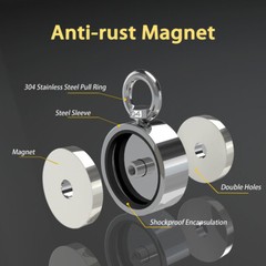 1300 LBS Strong Fishing Magnet Kit Double-Sided Pull Force and Rope Carabiner US