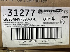 NEW BOX OF 4 GE 31377 GE254MVPS90-A-L Electronic Ballasts; T5, 120-277V