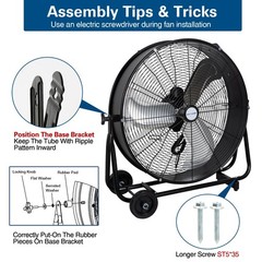 BILT HARD 24″ 8100 CFM High Velocity Industrial Drum Fan, 24 Inch, Black