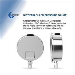2-1/2″ Pressure Gauge, Stainless Steel Case, Liquid Filled, Lower Mnt 100 PSI