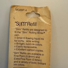 Pentel Slim Rolling Writer Refill Fine Point Black Ink Vintage MG8BP-A Japan