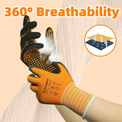 Schwer 3 Pairs LT5619 Work Gloves Micro-Foam Nitrile Coated, Level 4 Abrasion Re