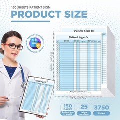 150 Pack Patient Sign-In Sheets HIPAA Compliant 8.5 x 11 Inches