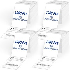 4″ x 6″ Direct Thermal Labels, 4000 Fanfold Shipping Labels with Perforated L…