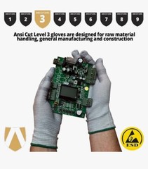 ESD Gloves Lint Free PU Coated Finger Top Fit Antistatic Carbon Fiber