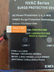 EIIDAR HVAC Series Surge Protector Type 1 Or 2 120/240 VAC 50/60 Hz