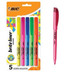 Highlighter Set, Chisel Tip, 5 Assorted Colors, Bright Neon Markers for School &