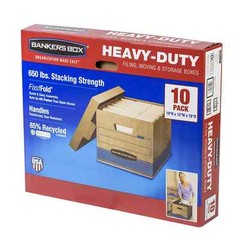 Bankers Box Heavy Duty Storage Boxes 10″ x 12″ x 15″ ,{10 Pack} Kraft Brown.