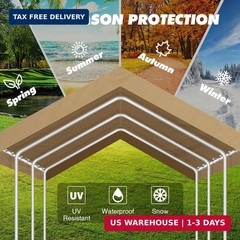10X20Ft Carport Canopy Replacement Cover Heavy Duty Waterproof & UV Protected, A