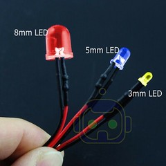 1.8mm 3mm 5mm 10 Pre Wired LED Cabled DC9-12V Diffused Lights Emitting Diodes