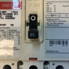 Eaton EHD3060 Industrial Circuit Breaker 60A 3-Pole 480VAC