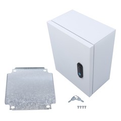 12x10x6″ NEMA 4X Steel Electrical Box, IP56 Waterproof Lockable w/Mounting Plate