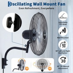 Garvee 20″ Industrial Wall Fan 3 Speed Oscillating 4800 CFM 90° Tilt Heavy Duty