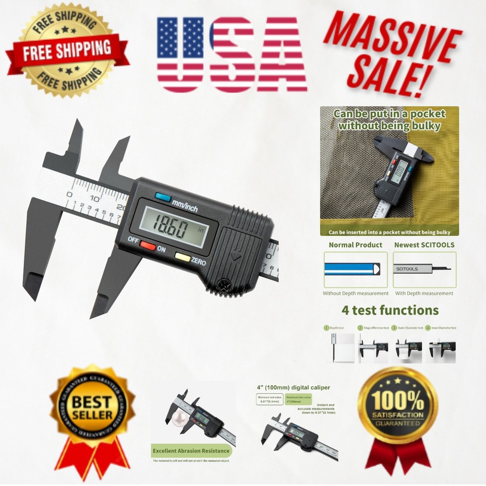 Precision Digital Caliper 0-4″ – Ideal Measuring Tool for Jewelry & 3D Printing