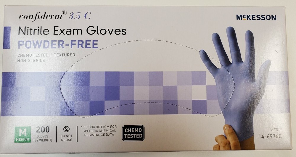 McKesson Confiderm 3.5C Exam Glove Powder Free MEDIUM 14-6976C 200 per Box