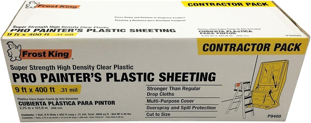 P9400 High Density Painter’S Plastic Sheeting, 9′ X 400′ X .31 Mil, Clear, Di…