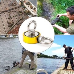 Magnet Fishing Kit with Rope 500 lbs Pulling Force Double Sided Strong 2 Hooks