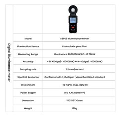 Digital Illuminance Meter Lumen Brightness Tester High Precision Photometer