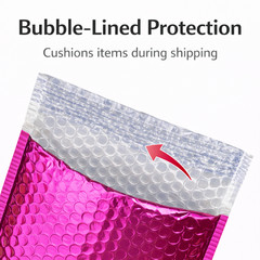 6.5×10 Metallic Hot Pink Poly Bubble Mailers Padded Self Seal Shipping Bulk