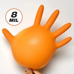 Heavy Duty Orange Nitrile Gloves 8Mil Industrial Disposable Gloves with Diamond