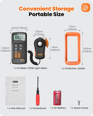 LX1330B Digital Illuminance Light Meter, 0-200,000 Measurement Range Lux Meter,