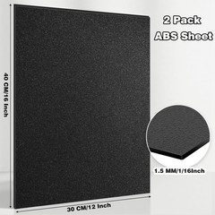 Black ABS Plastic Sheet 12″X16″X1/8″ (3Mm) 2-Pack, Rigid Thermoplastic Board wit