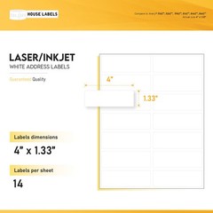 1000 Sheets 14000 Labels 4 x 1 1/3 Fast Peel White Address Mailing Labels 14 UP