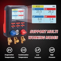 Digital Manifold Gauge, HVAC Refrigerants Digital AC Gauges Set with 2