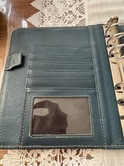 Franklin covey Vintage Aurora Full Grain Italian Leather Compact Blue Mirage