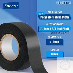 Wire Harness Tape 7 Rolls, Polyester Fabric,Flame Retardant,at 257℉ to -40℉, Wir