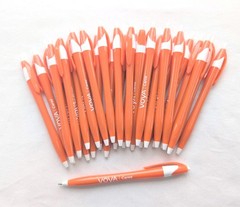 30 Misprint Click Pens: JAVALINA Hub Pen Lot WHITE & CORAL ORANGE 🍊 Blue Ink