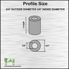 New Mild Steel Spacer Bushing 1″ OD x 3/8″ ID–Fits M10 or 3/8″ Bolts