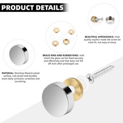 20 Pack Stainless Steel Screw Cover Caps 16mm Decorative Nail Covers Silver