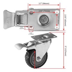 4 Pack 4″ Grey w/ Brake Caster Wheel Rought All Terrain Outdoor Outside Casters
