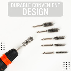 6PCS Copper Tube Cleaner Set with Stainless Steel Brushes and Hex Shank Handle
