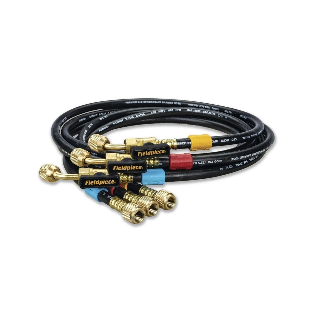 Fieldpiece HR3B – ¼” Ball Valve Hose Set – 5 ft Refrigerant Charging
