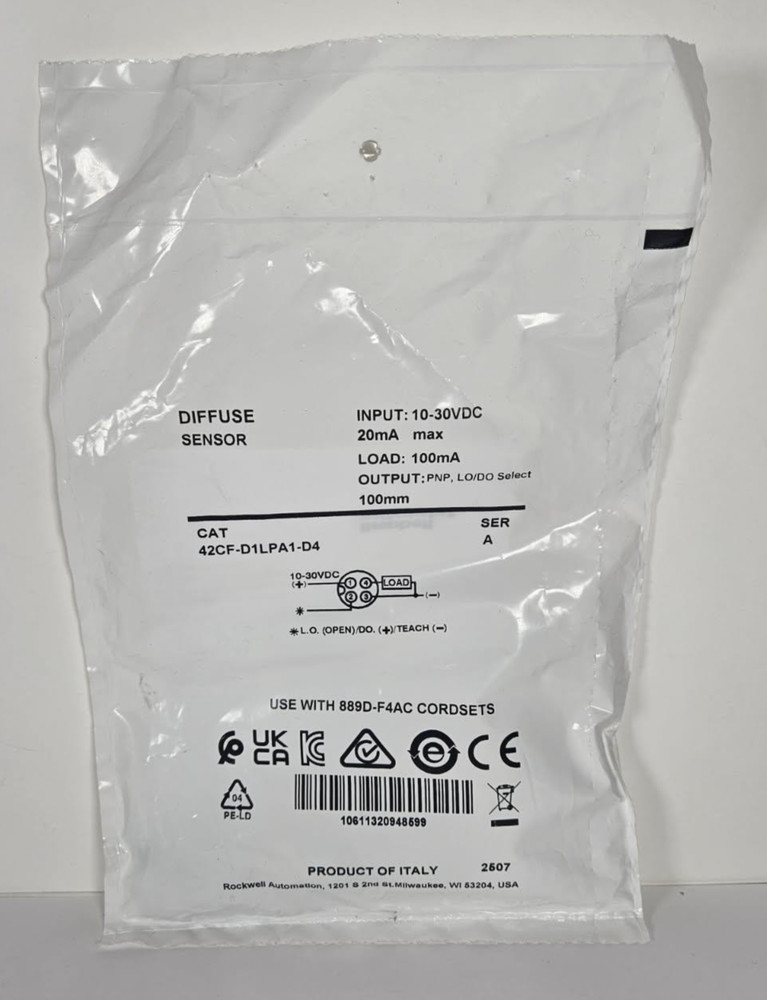 New Allen-Bradley 42CF-D1LPA1-D4 Diffuse Sensor Ser A Rockwell Automation Module