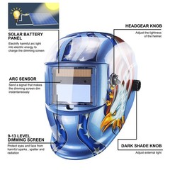 True Color Solar Powered Auto Darkening Welding Hood Helmet for TIG MIG ARC