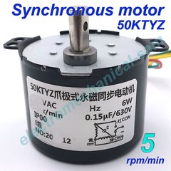 Synchronous Motor 50KTYZ AC 110V 120V 50/60Hz 1 2.5 5 to 100 110 rmp/m CW/CCW 6W