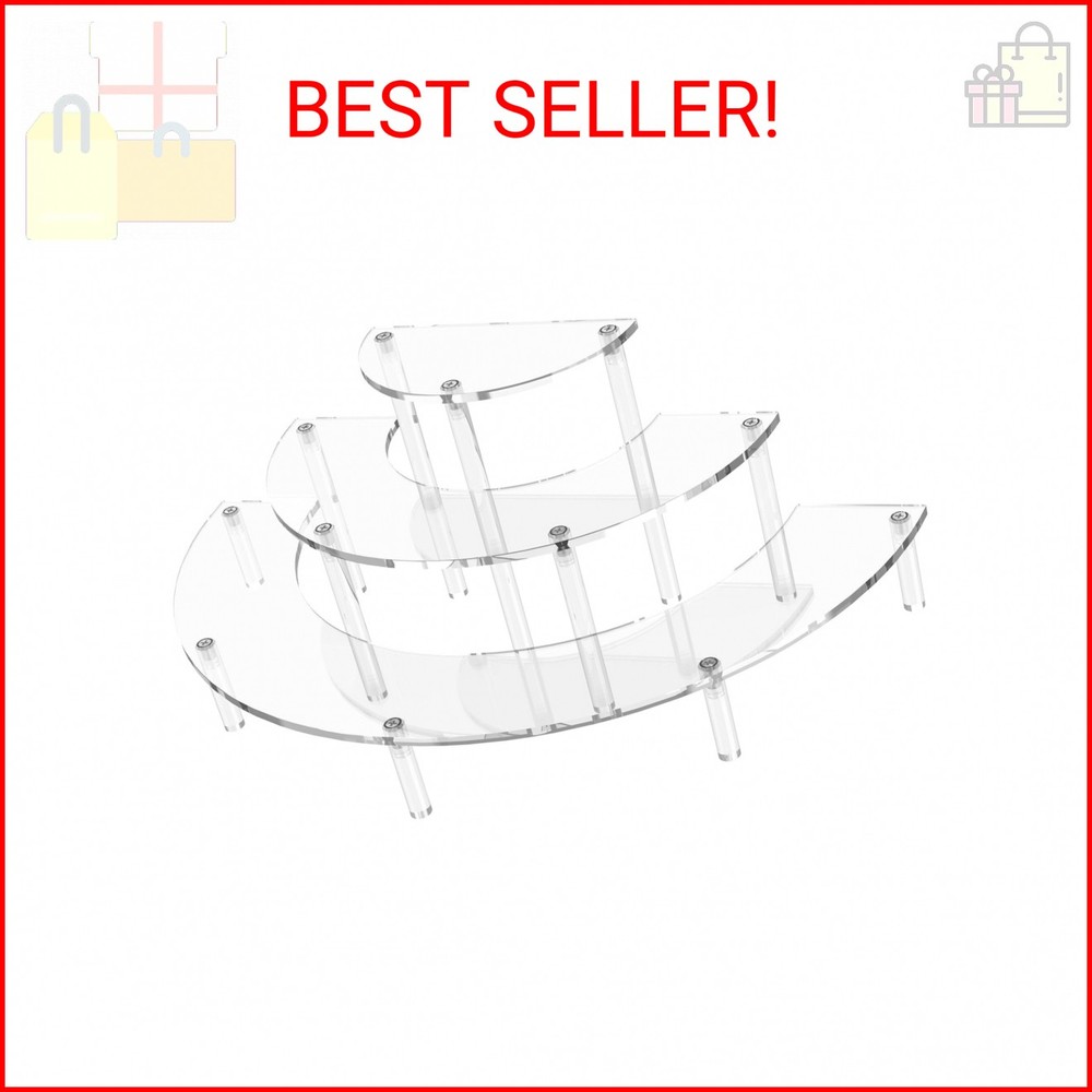 Dooiclear 3 Tier Acrylic Display Risers, Half Moon Cupcake Stand, Clear Perfume