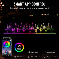 VEVOR60″ 2-Step LED Lighted Liquor Bottle Display Bar Shelf RF & App Control