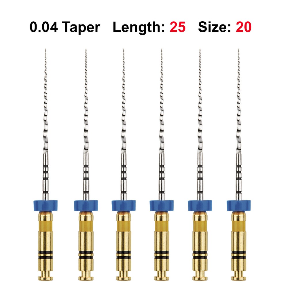 Rotary Files Root Canal File .04 25mm #20 Yellow 6/Pk Nickel Titanium Tapers