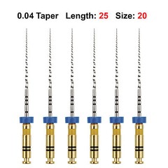 Rotary Files Root Canal File .04 25mm #20 Yellow 6/Pk Nickel Titanium Tapers