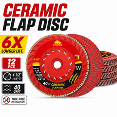 12Pack Ceramic Flap Discs 4-1/2″ 40 Grit T29 5/8-11 Angle Grinder Sanding Wheels