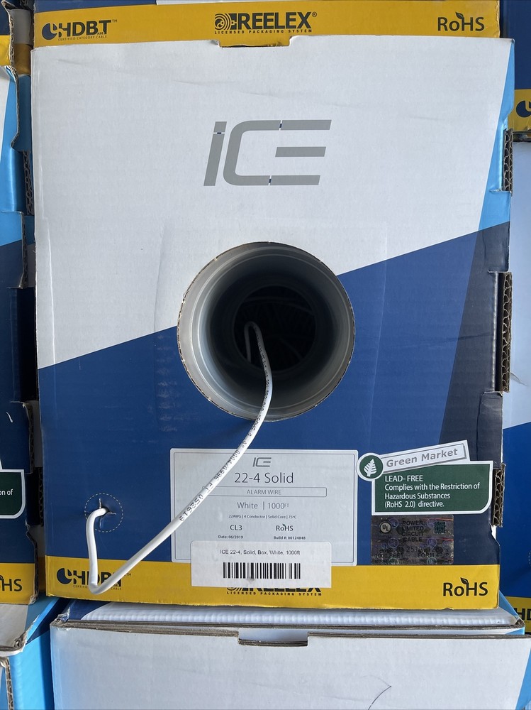 1000′ Spool ICE 22-4 Solid 22AWG 4 Conductor Solid Core 75 C