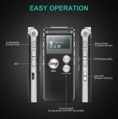 32GB Rechargeable LCD Digital Audio Sound Voice Recorder Dictaphone MP3 Player